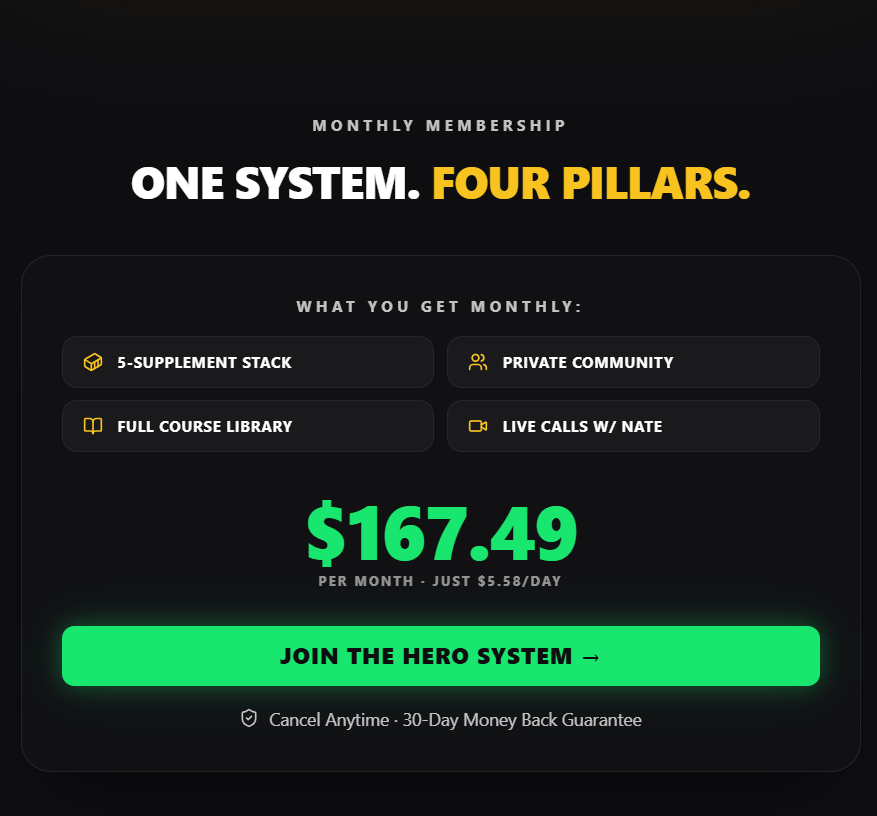 Hero System membership pricing page